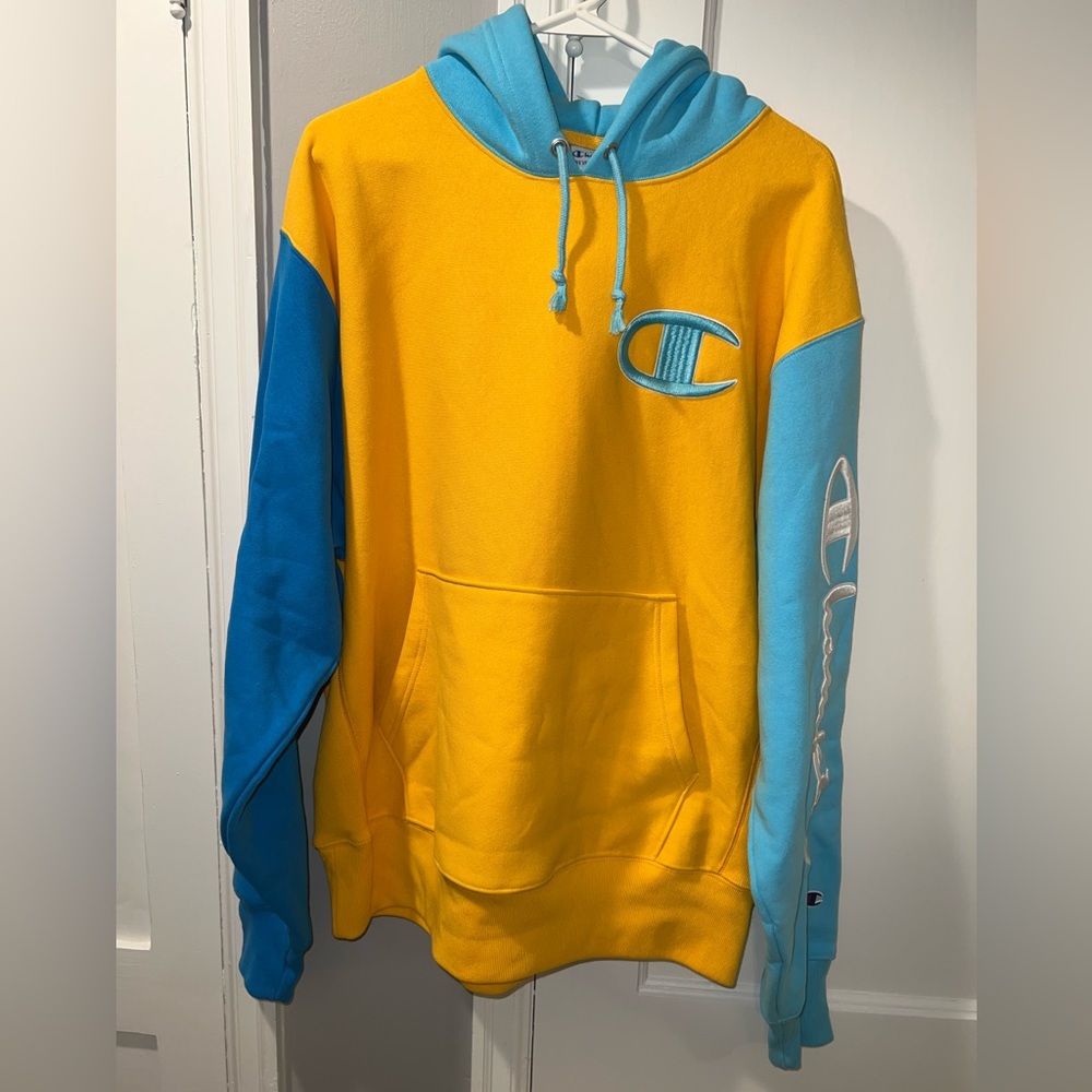 Champion Two-Tone Yellow and Blue Hoodie
